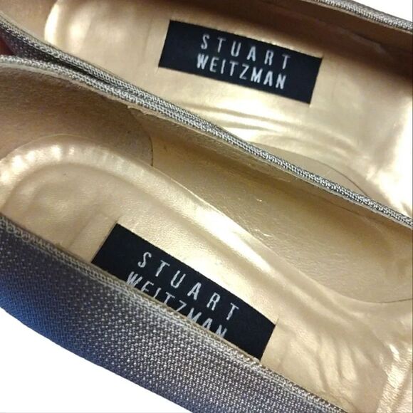 Stuart Weitzman VTG 90s Taupe Square Toe Textured Block Heels Womens 8.5 Pumps - Picture 7 of 14